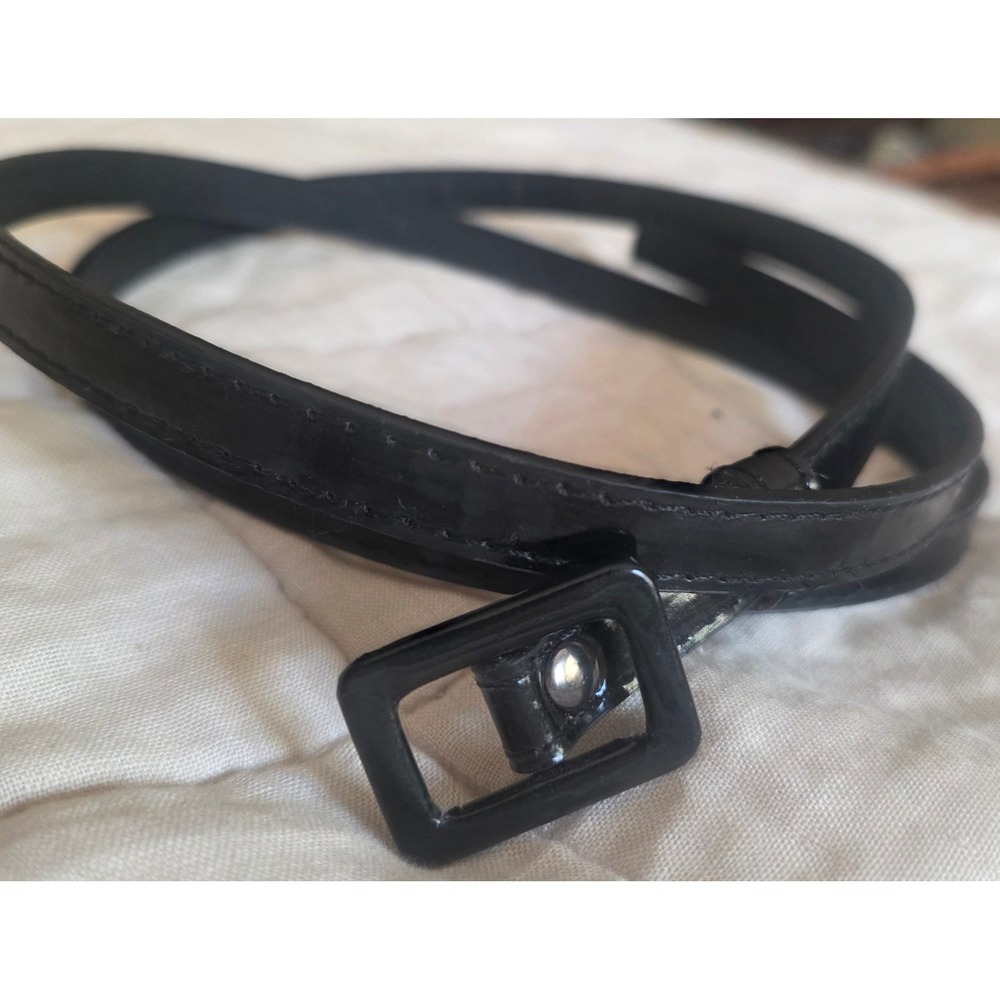 Unbranded Patent Skinny Belt Womens 53 Black Good Minimalist Glossy Waist Belt